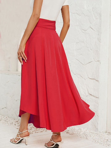 Woochic Jupe À Nouer À La Taille De Couleur Unie Pour Femmes